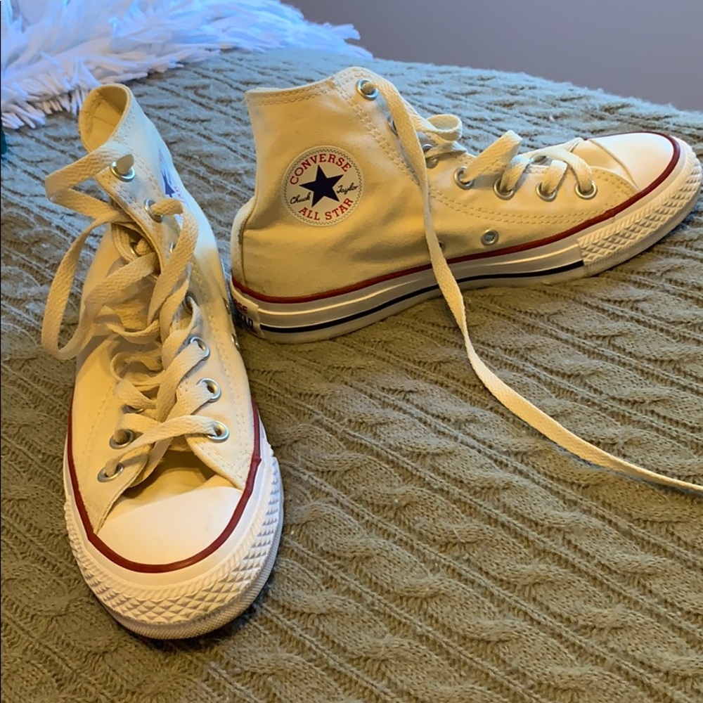 Cream high top converse